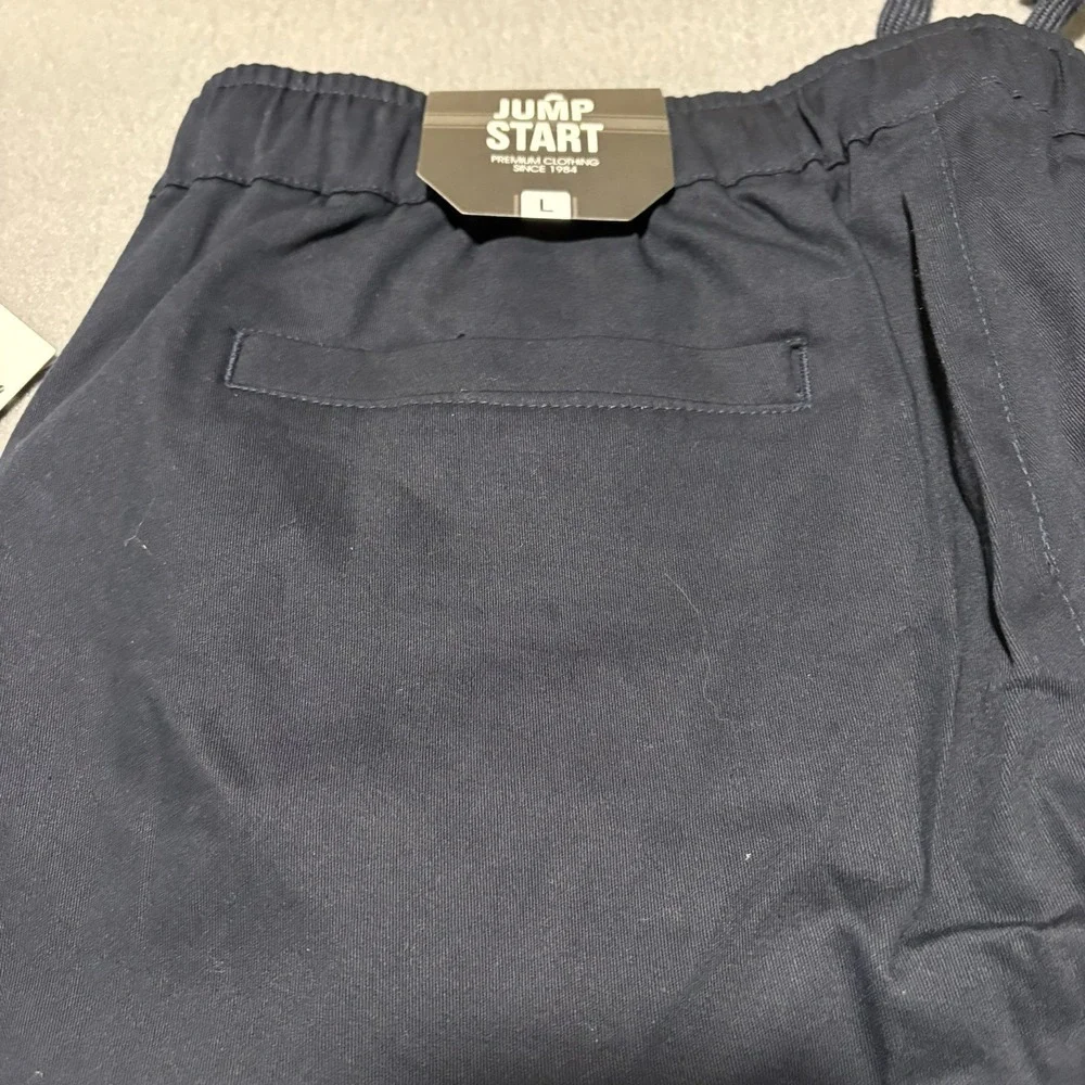 Mens Cargo Joggers 32x32 Navy Blue 4-Way Stretch Flex Comfort Drawstring NEW